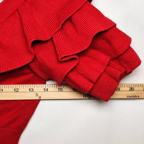 Marissa Webb Women's XS Red Off the Shoulder Ruffled Crop Top - Picture 3 of 8